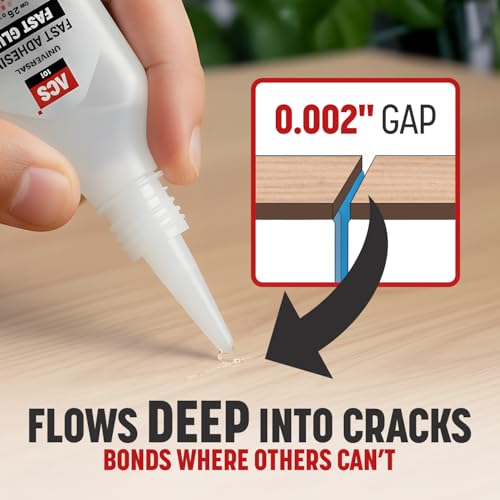 ACS Universal Thin Glue 1oz (25g) - Ultra-Fast Drying Fast Glue Gel for Wood, Leather, Rubber, Plastic & More - Precision Low Viscosity Adhesive - size: Fast Glue Gel