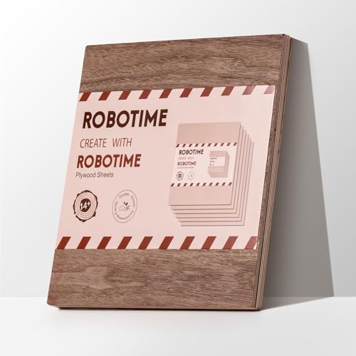 ROBOTIME 6-Pack Laser Wood Sheets | 1/8" & 12 x 12" Basswood + Walnut + Birch - 3mm Plywood for Laser Cutting, Engraving & Pyrography - color: Basswood+Walnut+Birch, size: 1/8" x 12" x 12"-6 Pack