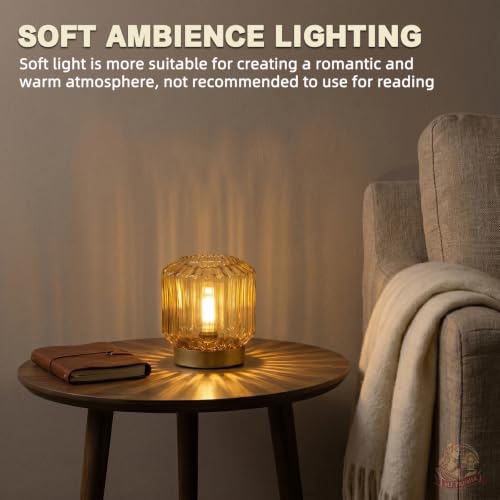 MJ PREMIER Battery Operated Lamp, Small Cordless Lamp with Timer Amber - color: Amber