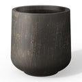 Kante 13.4" Tall Round Curved Concrete Planter, Oil Rubbed Bronze - color: Oil Rubbed Bronze, size: 11.6" D