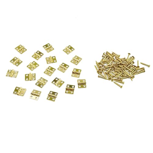 20PCS RC Car Mini Door Folding Hinge with Screws for RC Car Truck DIY Model Toy Hinge Parts (Gold) - color: Gold