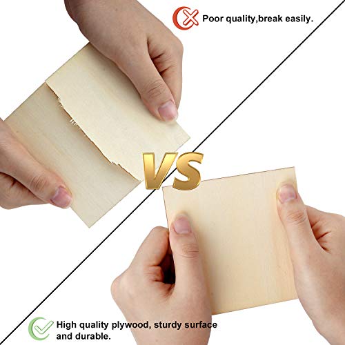 Blisstime 50PCS 4x4 Inch Wood Squares Unfinished Square Wood Pieces for Crafts,Painting, Writing, DIY Supplies, Engraving and Carving, Home Decorations (4x4 Inch 50Pcs) - size: 4x4 Inch 50Pcs