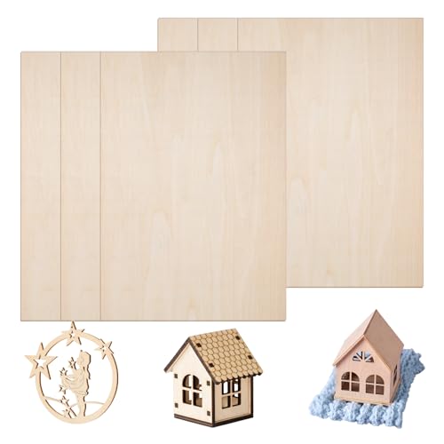 6 Pack Basswood Sheets 1/8, 12"x8" Basswood Plywood, 3mm Laser Engraving Blanks Unfinished Wood Crafts, Craft Supplies & Materials for DIY Ornaments, Model Engraving, Drawing