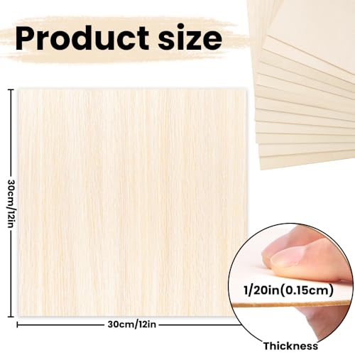 12 Pack Basswood Sheets 12 x 12 x 1/16 Inch Thin Wood Sheets for Crafts - size: 12 Pack 12 x 12 x 1/16 inch