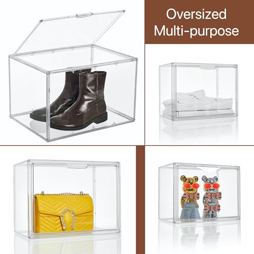 Attelite Acrylic Display Case for Collectible Large Clear Storage Box 1pack - size: L-1Pack