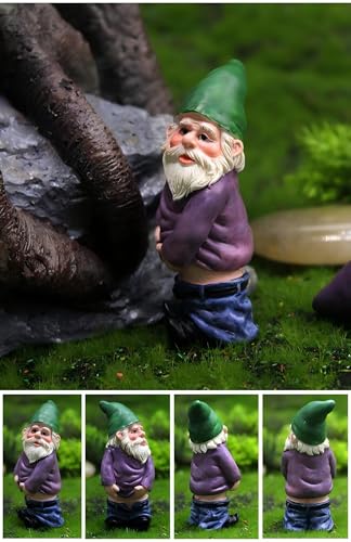 Set of 4 Mini Garden Gnomes with Campfire - 3 Drunk Gnome Figurines and 1 Campfire for Fairy Garden Decor, Plant Pot Decorations, Dashboard Ornaments, and Outdoor Spaces - style: Gnome Set of 4