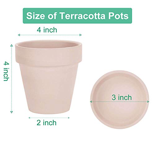 vensovo 4 Inch Pink Terracotta & Clay Pots with Saucer, 6 Pack - color: Pink