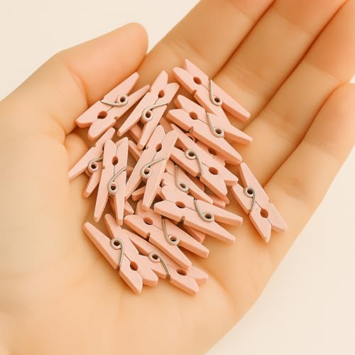 LWR CRAFTS Wooden Mini Clothespins 100 Per Pack 1" 2.5cm (Light Pink) - color: Light Pink