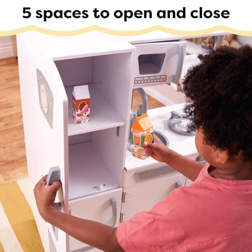 KidKraft Vintage Wooden Play Kitchen with Pretend Ice Maker and Play Phone, White - color: White