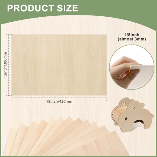 10 Pack Basswood Sheets12x18x1/8 Inch, Unfinished Wood for Crafts, 3mm Basswood for Laser Cutting & Engraving, Wood Burining,Architectural Models, Wood Board for Painting. - size: 10P 12x18x1/8in
