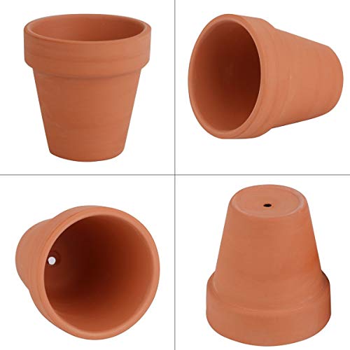 FCFKUK 24pcs Mini Clay Pots, 2.5'' Terracotta Pottery Planters, Cactus Flower Succulents Nursery Pots, with Drainage Hole, for Indoor/Outdoor - color: Red