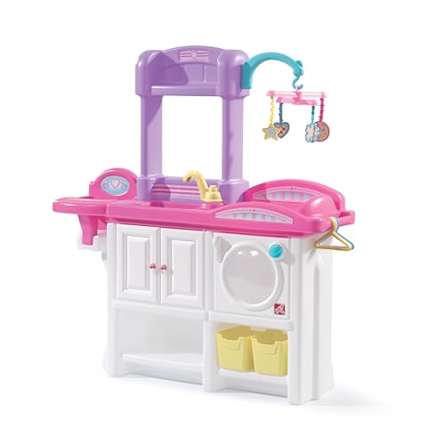 Step2 Love & Care Deluxe Baby Doll Nursery Playset for Kids, Compact Changing Station & Crib, Made of Durable Plastic, Includes Toy Accessories, For Toddlers 2-6 Years Old, Pink - color: Pink