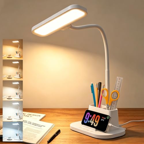 BOHON Desk Lamp for Home Office Desk Light with USB-C Charging Port White - color: Pearl White