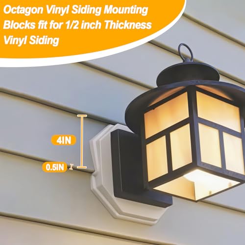 Vinyl Siding Mounting Blocks Fits 1/2 Inch Lap, 4-10 Inch Siding, White - color: Octagon White No-Box, size: 1 pack