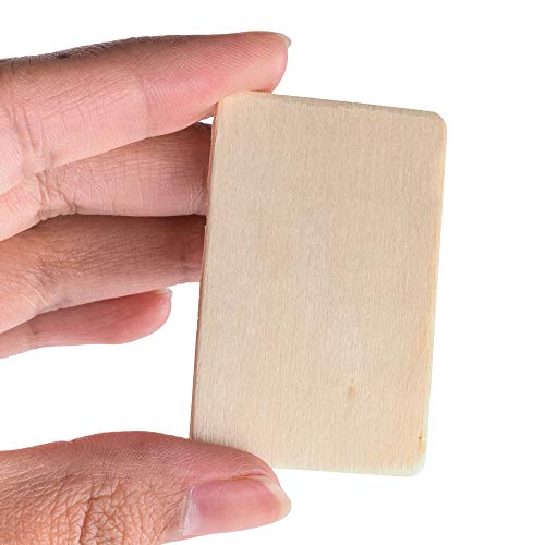Super Z Outlet 50 Pack Unfinished Natural Wood Rectangle Blank Pieces Wooden Tags Slices for Arts & Crafts, Painting DIY Decorations, Embellish, Burning & Staining (2.08” x 1.37” Rectangle)