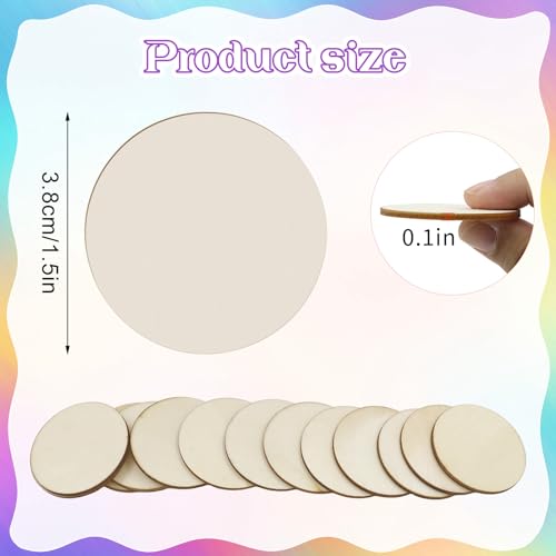 100 Pieces 1.5 Inch Unfinished Wood Circles Round Discs - size: 1.5Inch-100PCS