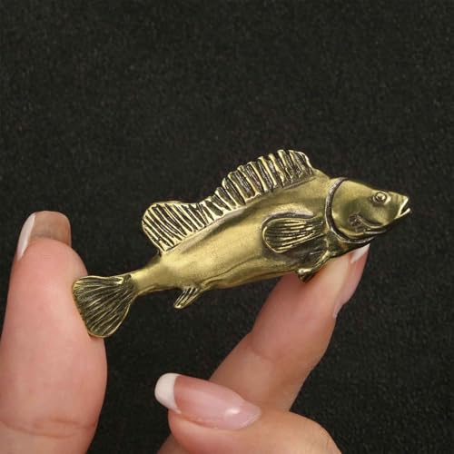 3Pcs Vintage Solid Brass Miniature Animal Figurine Desk Animal Ornament for Pet Enthusiasts Exquisite Collectible and Home Décor Accent (Fish 3pcs) - color: Fish 3pcs
