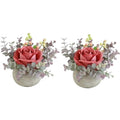 Small Artificial Pink Rose Potted Plant, 2 Pcs Mini Faux Decor - color: 2pcs Pink