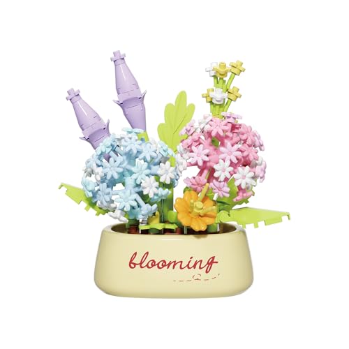 Snowball Hydrangea Mini Flower Potted Bonsai Building Toy - style: Snowball Hydrangea