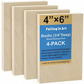 Falling in Art 4 Pack 4x6’’ Unfinished Birch Wood Panels Kit for Painting - size: 4'' x 6'' Studio