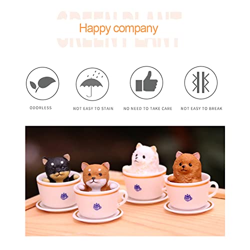 8 Pcs Cat Dog Figurines Playset Realistic Detailed Plastic Puppy Kitten Figures Coffeecup Pets for Cake Toppers Christmas Birthday Gift Dollhouse Micro Landscape Craft Ornament - style: 8PcsTeacup dogs