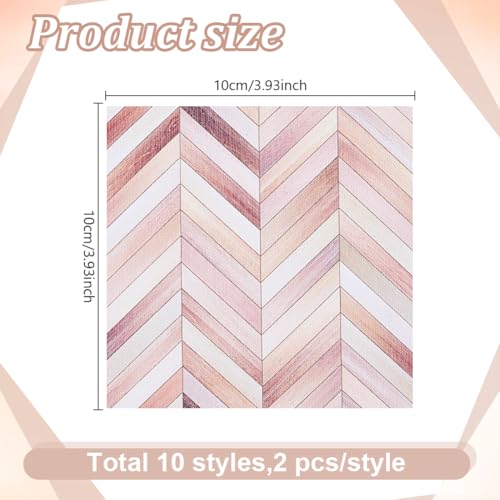 20 Sheets 10 Styles Dollhouse Wallpapers, 4x4 Inch Wood Grain Texture Self Adhesive Dollhouse Wallpaper Flooring PVC Waterproof Mini Stickers for DIY Crafting House Models - color: Wood Grain