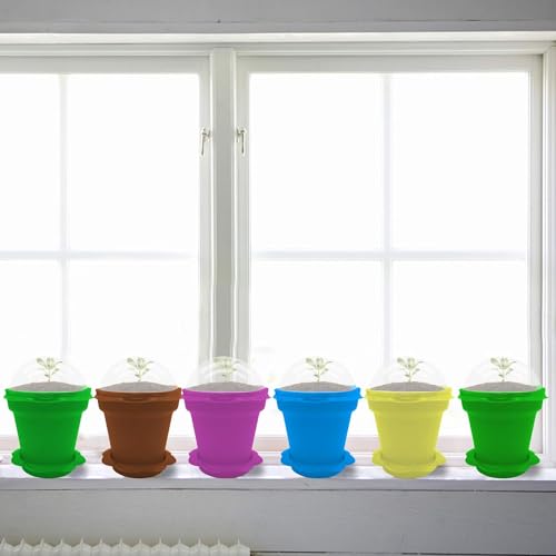 PURPLE STAR 1N 50 Packs Cupcake Plant Nursery Pots with Humidity Dome- Planting Containers Cups- Small Flower Pots for Indoor Outdoor Plant Succulent Vegetable (Mixed Color) - color: 50 Packs
