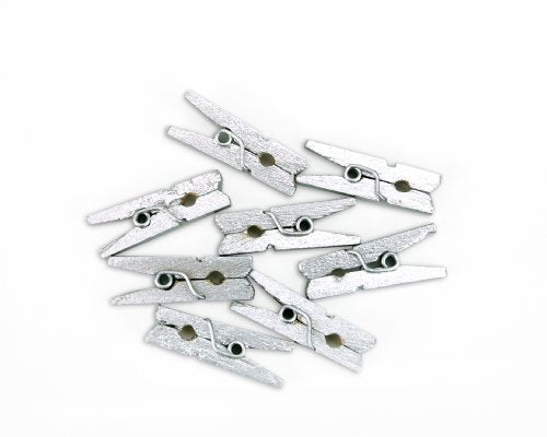 LWR CRAFTS Wooden Mini Clothespins 100 Per Pack 1" 2.5cm (Silver) - color: Silver