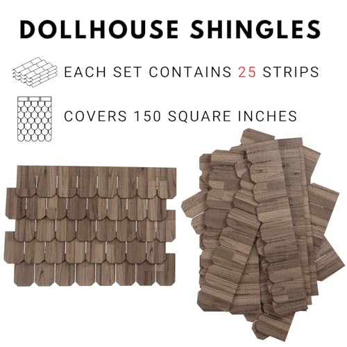 Miniature Roof Shingle Strips for 1:12 Scale Dollhouse Roofing - color: Creamy Gray