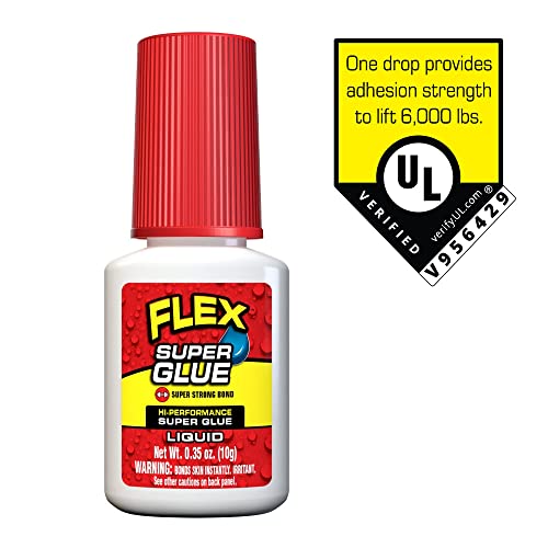 Flex Super Glue Liquid, 10 Gram Brush-On Bottle, 5-Pack, Clear, Instant Bond, Quick Dry, Cyanoacrylate Adhesive, Precision Brush for Wood, Metal, Plastic, Crafts, Ceramic, and Toy Repairs - size: 5-Pack, style: Liquid 10 Gram Brush Top