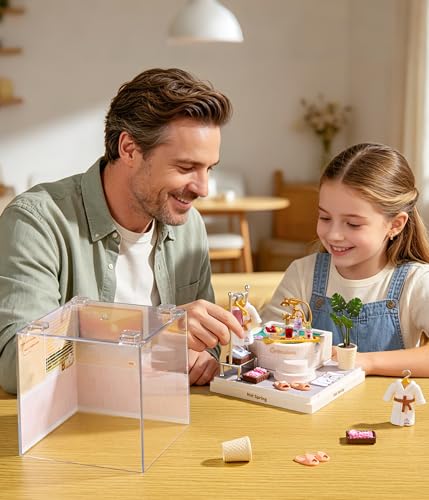 Japanese Hot Spring Bathroom Super Miniature House Kit - DIY Plastic 3D Model Building Set for Teens, Build Your Own Spa Bathroom with Dustproof Case, Creative Craft Gift for Girls Women - color: Hot Spring, size: Small