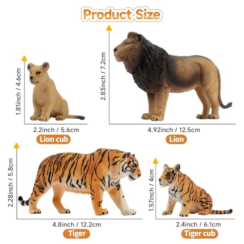 Toymany 8PCS Realistic Lion Tiger Cheetah Leopard Figurines Toy - style: 8PCS Jungle Animals