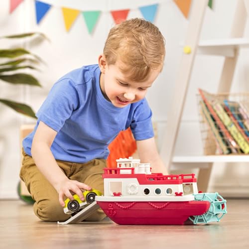 Battat Wonder Wheels Bath Toy Ferry Boat with 2 Cars, Floating Play, Trucks - style: Ferry Boat