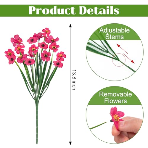 Bassion 24 Bundles Artificial Flowers for Outdoors Decorations, Mixed - color: Mix Color