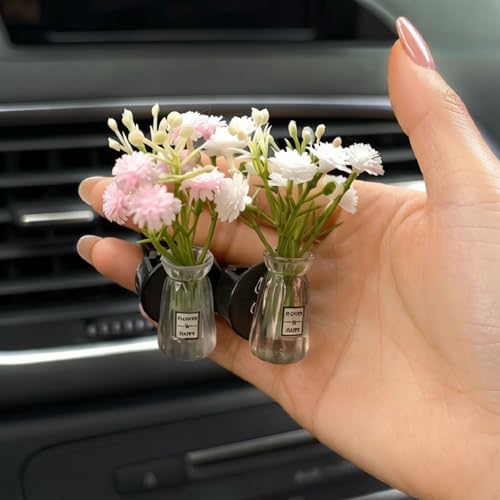 Set of 4 Cute Flower Bouquet Car Air Freshener Vent Clips, Mini Artificial Flowers for Car Air Vent Decoration, Auto Interior Dashboard Ornament Accessories (Gypsophila 01#) - color: Gypsophila 01#