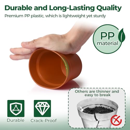 T4U Plant Pots for Indoor Plants 4 Inch, Plastic Flower Pot with Saucer - color: Terracotta, size: 4 In