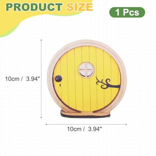 Fairy Garden Door Tree Dollhouse Wooden Door Miniature DIY Yellow - color: Yellow