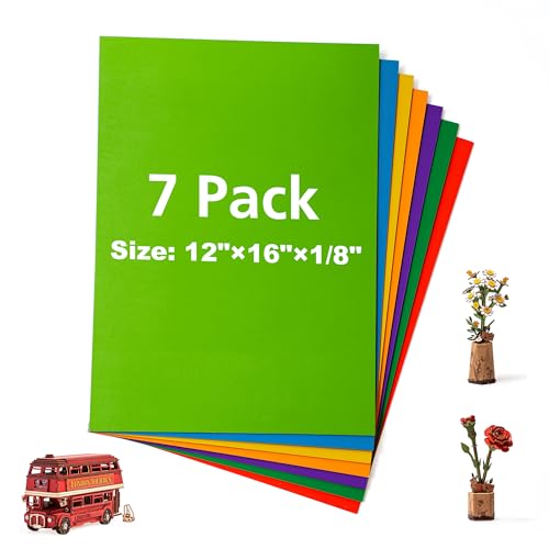 7 Pack Colored Plywood Sheets, 12 x 16 x 1/8 Inch, Rolling Paint Process with Bright Colors, 3mm Plywood for Laser Cutting, Wood Burning and DIY Wood Crafts - 7 Colors - color: Rainbow 7-Pack, size: 1/8" x 12" x 16"