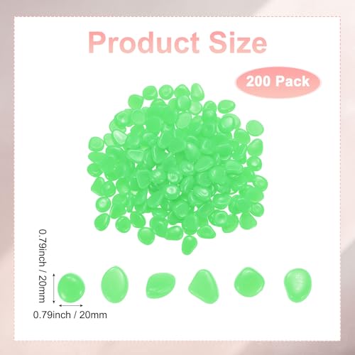 M METERXITY 200-Pack Glow in The Dark Rocks, 0.79" Resin Outdoor Garden Decorations Luminous Pebbles Stones for Garden Plants/Aquarium/Backyard Path, Aquarium Gravel [Cyan] - color: Cyan