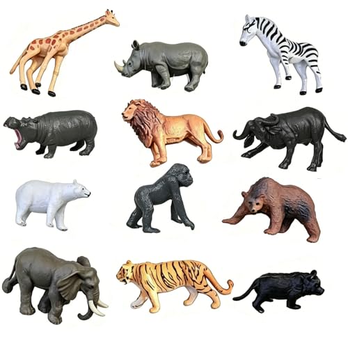 12 PCS Forest Animals Figurines Wildlife Jungle Animal Statue