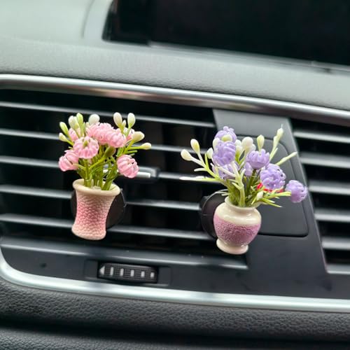 Set of 4 Cute Flower Bouquet Car Air Freshener Vent Clips, Mini Artificial Flowers for Car Air Vent Decoration, Auto Interior Dashboard Ornament Accessories (Jasmine) - color: Jasmine