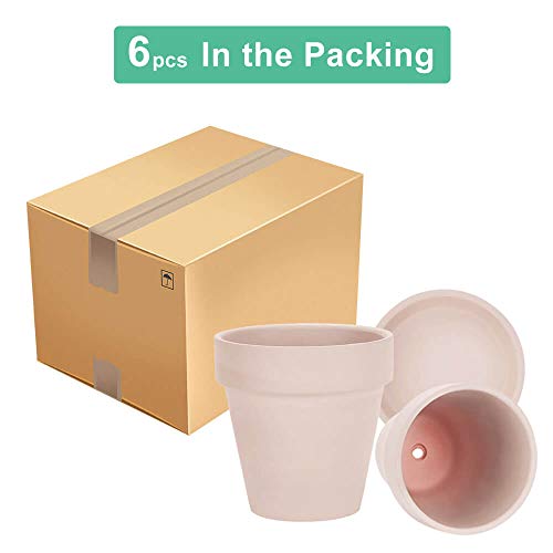 vensovo 4 Inch Pink Terracotta & Clay Pots with Saucer, 6 Pack - color: Pink
