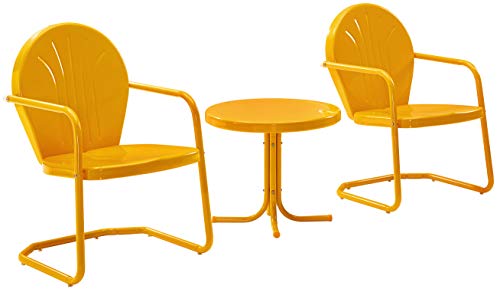 Crosley Furniture Griffith Retro Metal 3-Piece Chair & Side Table Set - color: Tangerine