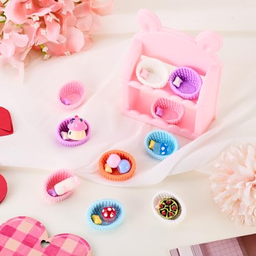 10Pcs Miniature Pet Bed Decorations Woven Cat Bed Doghouse Ornaments Miniature Dollhouse Furniture Accessories Small Micro Landscape Decor DIY Pretending Prop Decoration 1.22x0.87x0.79 in - style: Pet Bed
