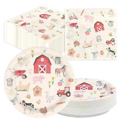 100 Pcs Farm Animal Birthday Party Decorations, Serves 50 - style: Farm Chicken Set