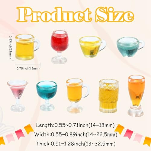DanLingJewelry 45Pcs Miniature Wine Glasses Set Mini Cocktail Beer Juice Tea Beverage Glasses Drink Cups for Dollhouse Decoration Mini Wine Bottles