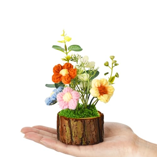 Adorable Crochet Puff Flowers Bouquet for Women/Teacher Desk Decora Gift - color: Puff