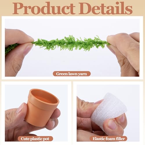 20 Sets Mini Knit Plants DIY Craft Pots, Plastic Flower Pot for Croche - color: Brown