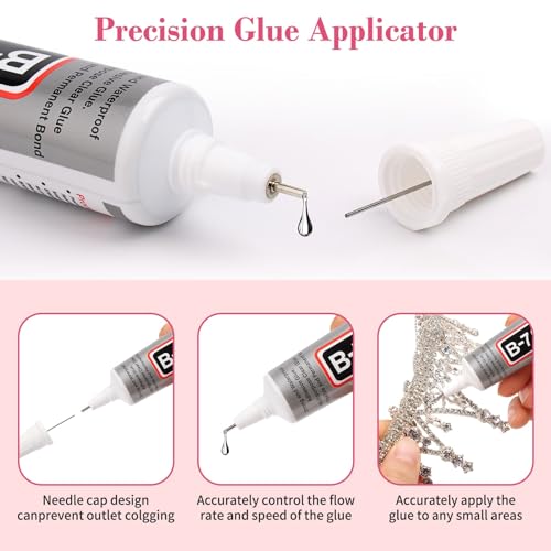 cridoz B7000 Jewelry Glue for Rhinestones,10Pack Flexible Super Glue Gel with Precision Tip Multi Function Clear Gem Glue Fabric Adhesive for Cloth Metal Stone Bead Jewelry Making Wood Glass - size: 10x15ml/0.5 oz