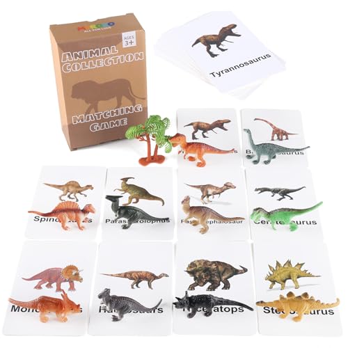 MEROCO Montessori Dinosaur Flash Cards Matching Game Kids Preschool - style: Dinosaur